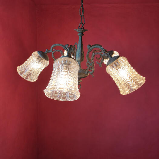 Art Nouveau Style 5 Arm Vintage Chandelier